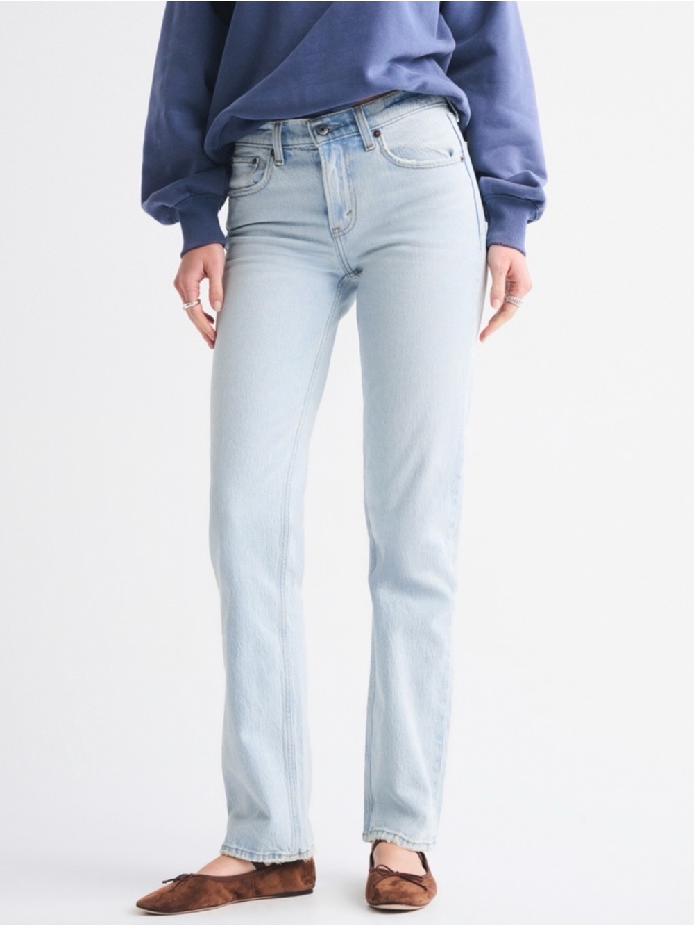 Abercrombie Curve Love Mid-Rise Straight Jeans